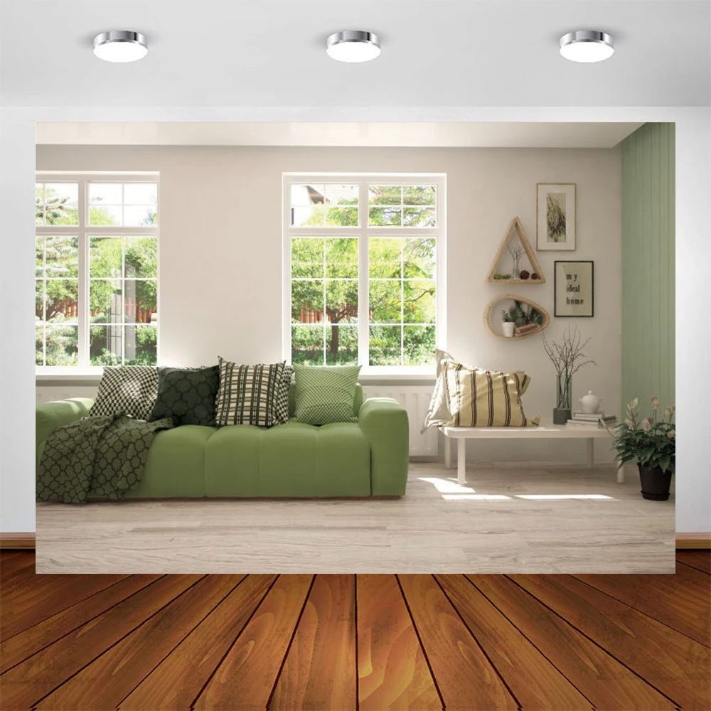 Виниловый фон для фотосъемки с изображением гостиной, дивана, окна, весеннего интерьера, пейзажа, ребенка, портрета, свадьбы, баннера из полиэстера