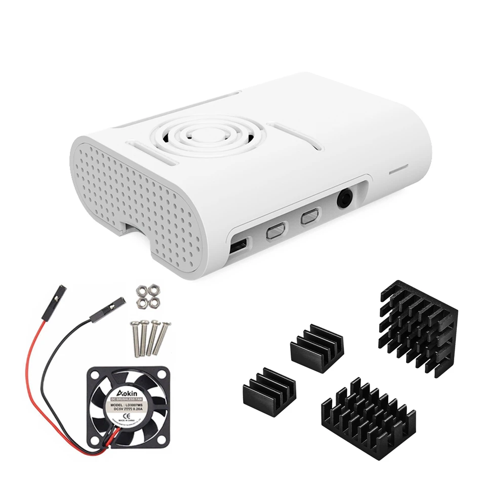 Raspberry pi 4 ABS Injection Molded Case Black Heatsink Cooling Fan Aluminum Heat Sink for Raspberry pi 4