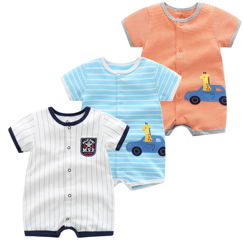 3PCS/Lot 2022 Hot Newborn Baby Rompers Summer Baby Boys Girls Clothes Cotton Kids Short Sleeve Clothing Cartoon Infant Jumpsuits