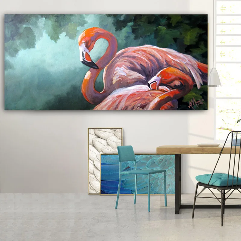 Nordic Style Modern Canvas Art Abstract Flamingos Sleeping Picture Animal Painting For Living Room Wall Prints on Cuadros Decor