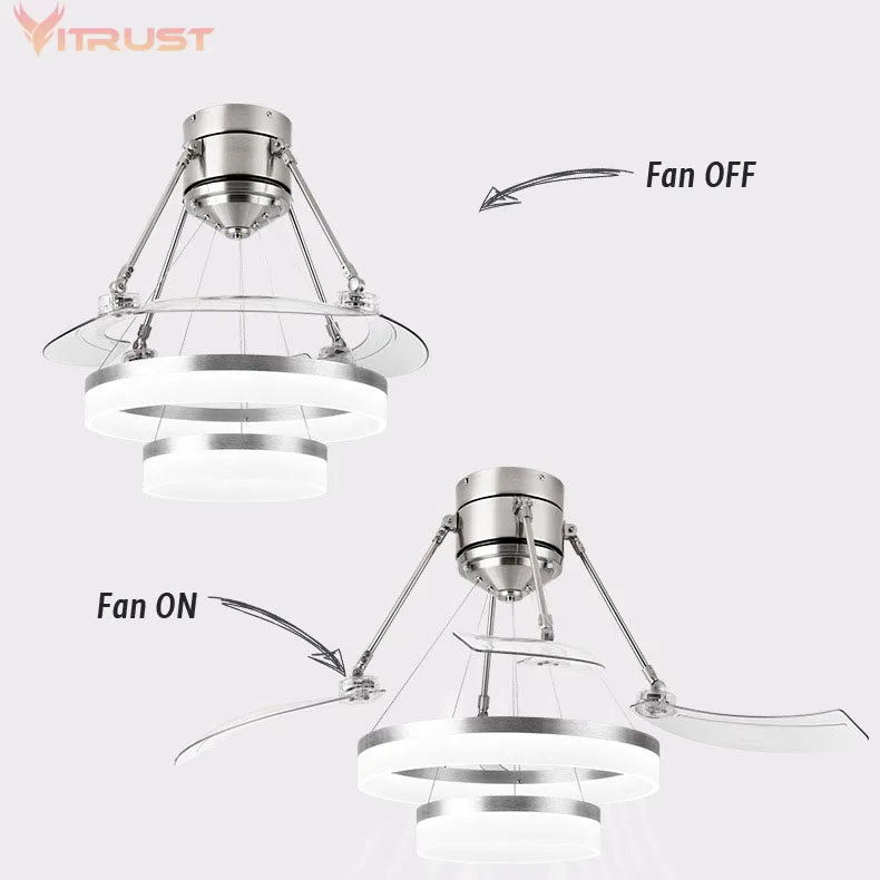 Creative simple ceiling fan Invisible fan light living room dining room bedroom home chandelier with fan image 4