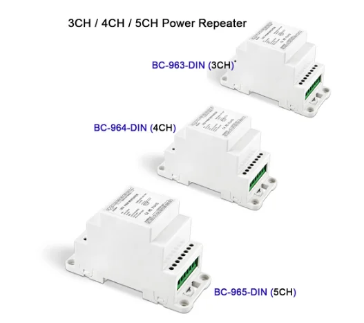 

DIN Rail Led Power Repeater DC5V~24V Led Amplifier 3CH/4CH/5CH Signal Amplifier 3/4/5 way high frequency power expander