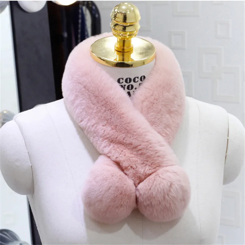 

Women Winter Warm Real Rabbit Fur Scarf Hot Sale Natural Rabbit Fur Muffler 2021Lady 100% Genuine Fur Scarves Wholesale Retail