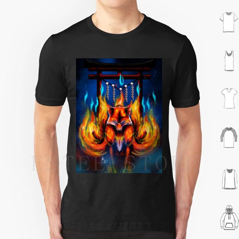 Japanese Nine Tailed Fire Fox T Shirt DIY Big Size 100% Cotton Fox Fire Nine Tail Japanese