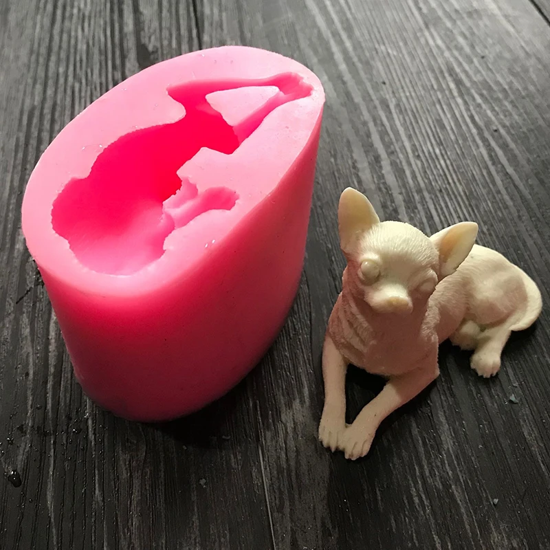 Dog Shape Silicone Molds Chihuahua Pomeranian 3D Puppy Pet Resin Clay Fondant Cake Decorating Tools Chocolate Ceramic Clay Mould