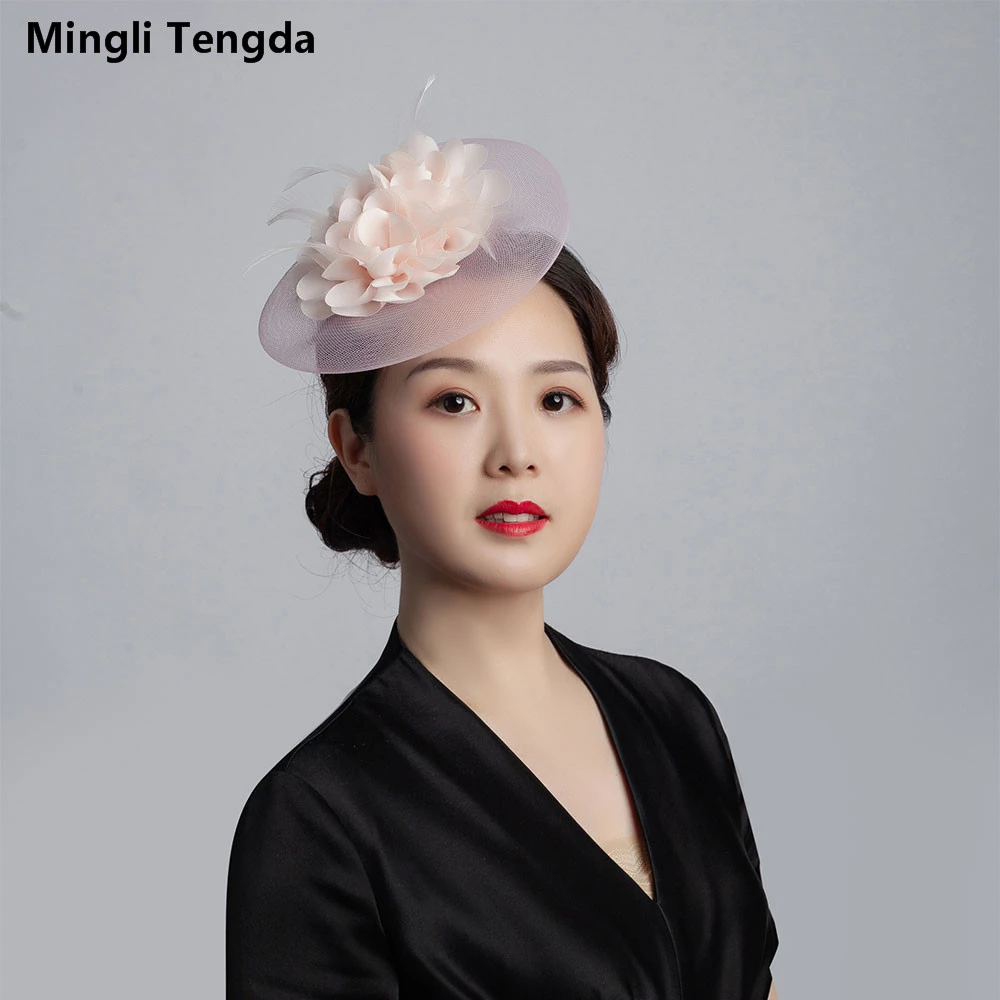 

Mingli Tengda Headwear Hair Decorate Wedding Accessories Hats Cambric Hat Bridal Flower Headdress Bride Sposa Mariage