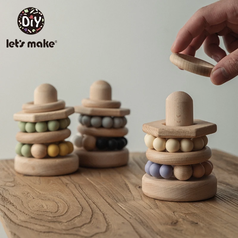 

Let's Make Wooden Stacking Toy Colored Stone Creative Toys Gifts Gutta Percha Molar Game 3D Montessori Kids Gifts