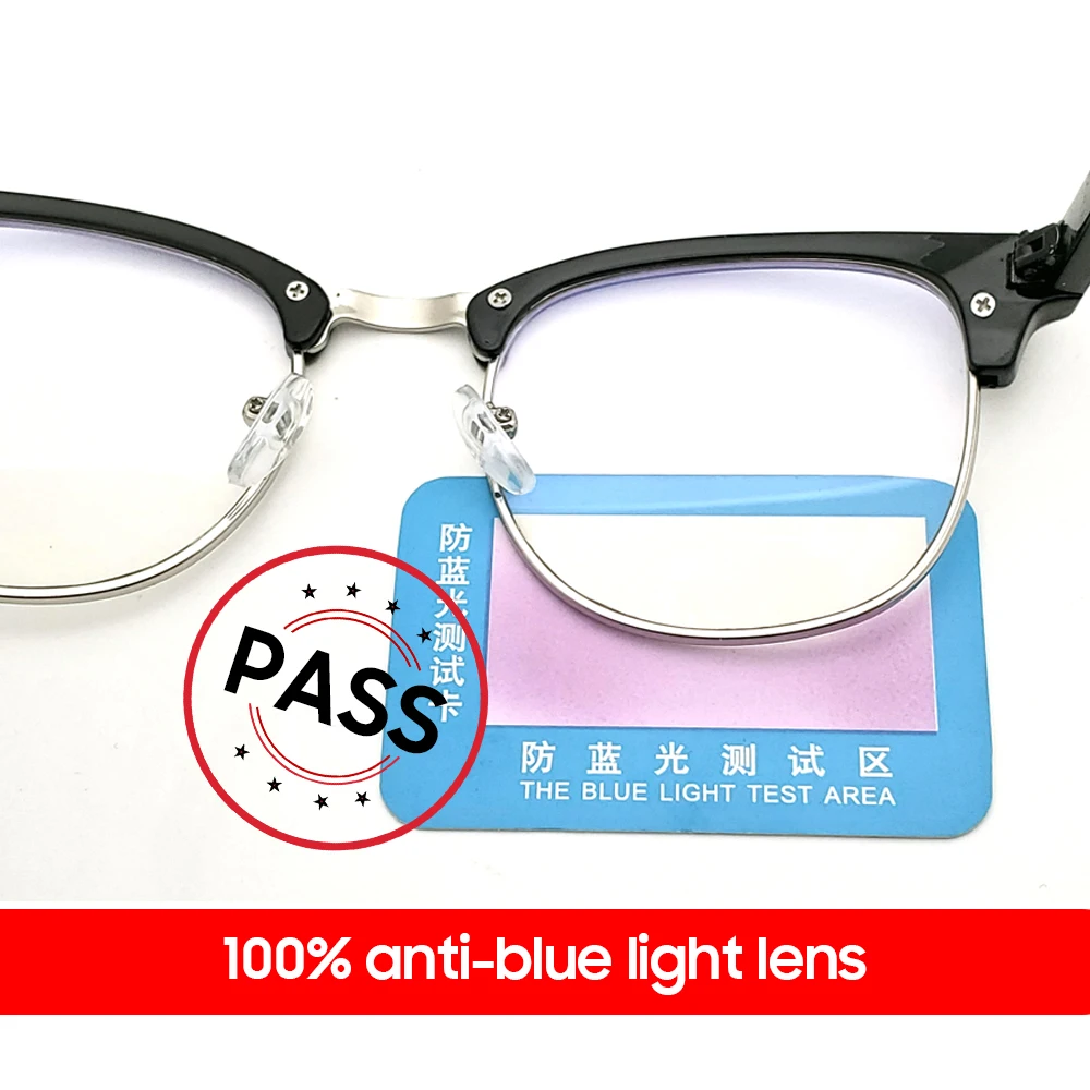 Lunettes Classiques à Monture Transparente pour Homme et Femme, Semi-Sans Bords, décennie kin de Lumière Bleue, Carrées, Anti-Rayons Bl192., pour