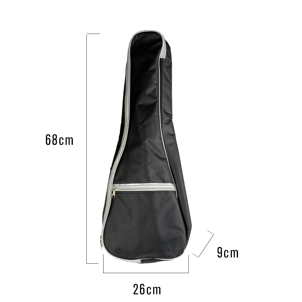 26 Inch Ukulele Bag Padded Zipper Pockets Black Adjustable Strap Backpack Case Thickened Storage Canvas Cloth