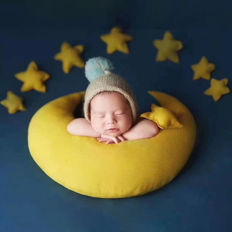 Baby Posing Moon Pillow Stars Set Newborn Photography Props Infants Photo Shooting Accessories