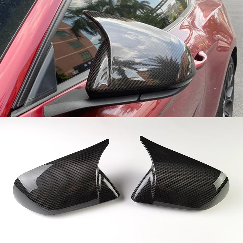 2pcs Real Carbon Fiber for Ford Mustang 2015-2024 Side Wing Rearview Mirror Cap Case Shell Cover Trim European /America Version