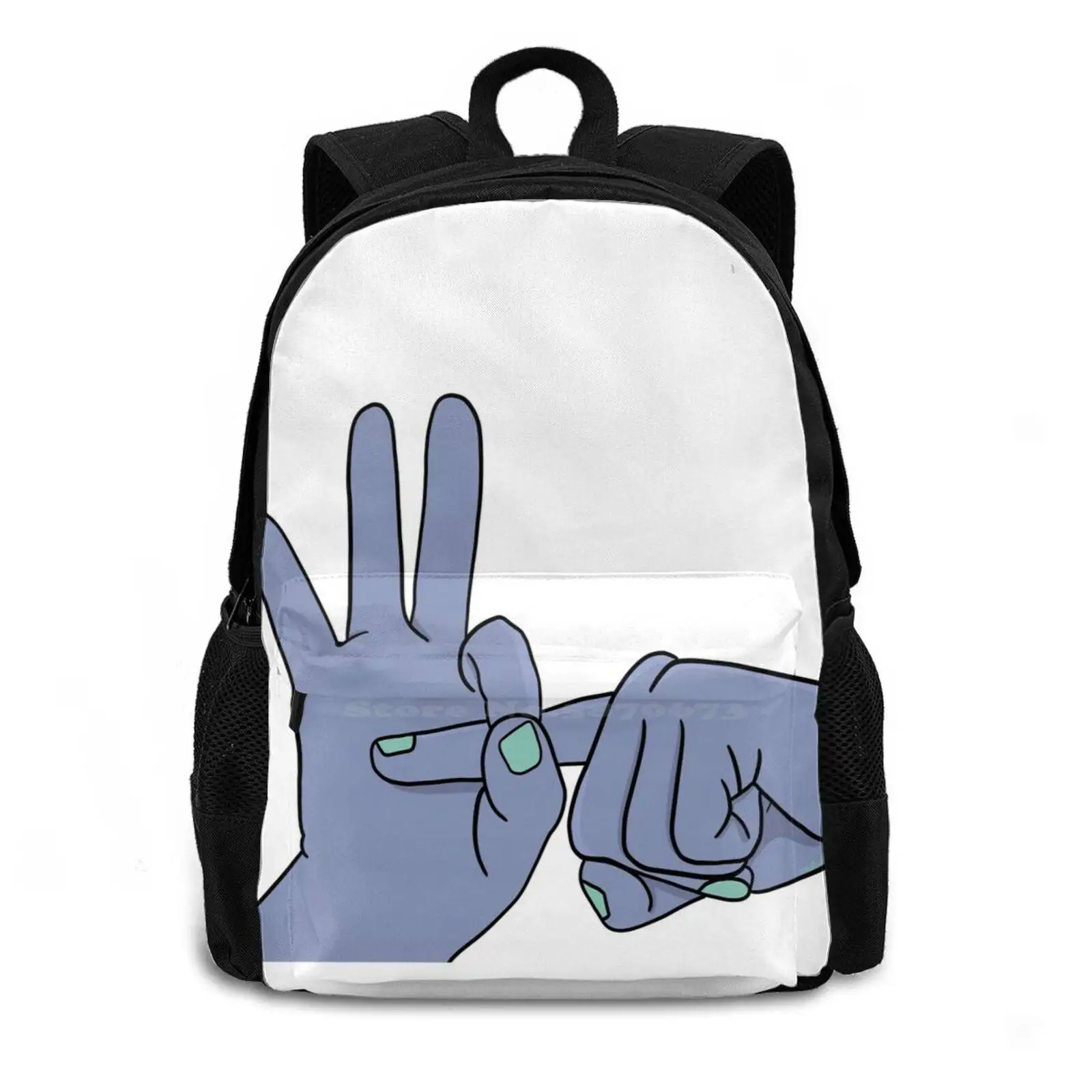 Poke Fashion Pattern Design Travel Laptop School Backpack Bag Suggestive The Funny Silly Hand Gestures Unique Hands 18 Swearing