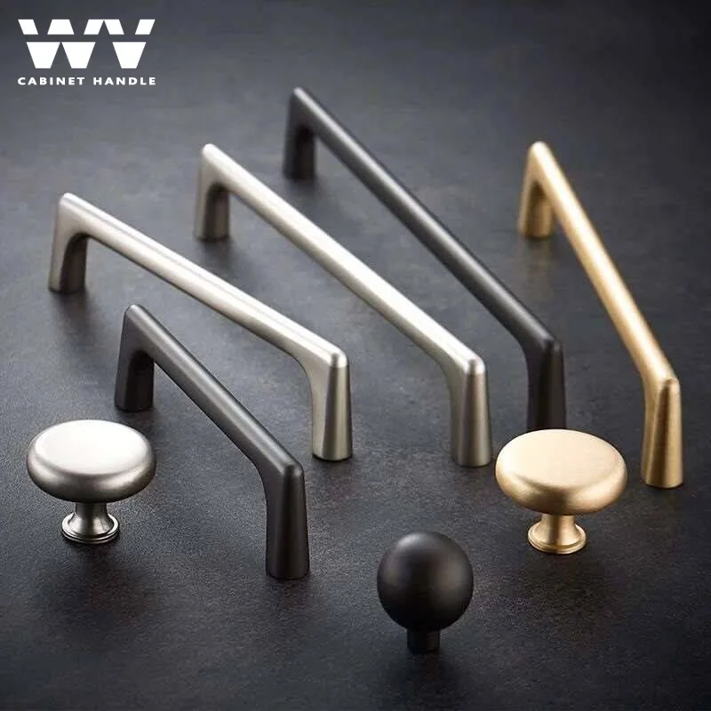 WV Cupboard Handles Kitchen Cabinet Storage Brass Gold Cabinet Door Handles Drawer Knobs Pulls Kitchen Furniture Handle Hardware