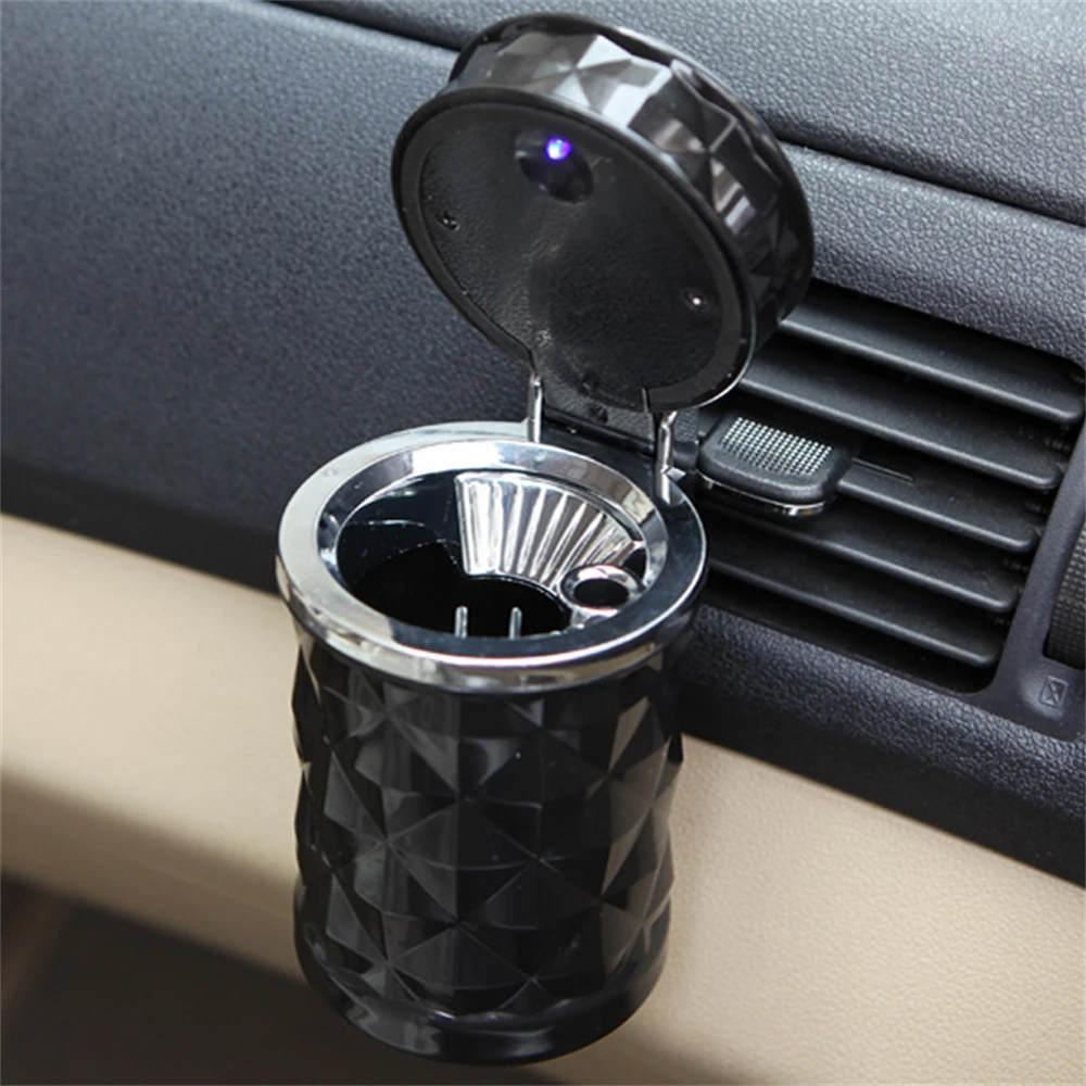 Car Led Trash Can Garbage Holder Ashtray Storage Auto Door Seat Back Visor Trash Paper Dustbin Box