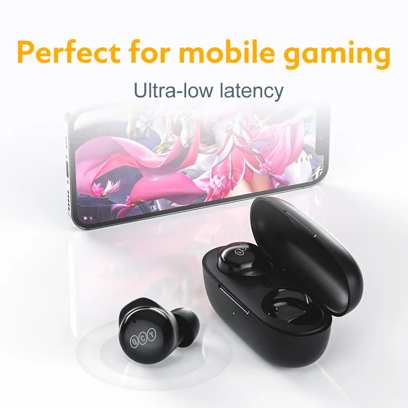 Original QCY T17 ENC Wireless Earphone Bluetooth 5.3 Low Latency Mode Earbuds AAC HD audio codec Headphone Touch Control