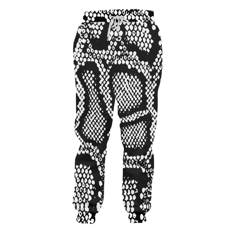 LCFA Brand Mens Jogger Pants Casuals 3d Black White Snake SkinPrinted Men Sports Pants Comfortable Streetwear Oversized 4xl