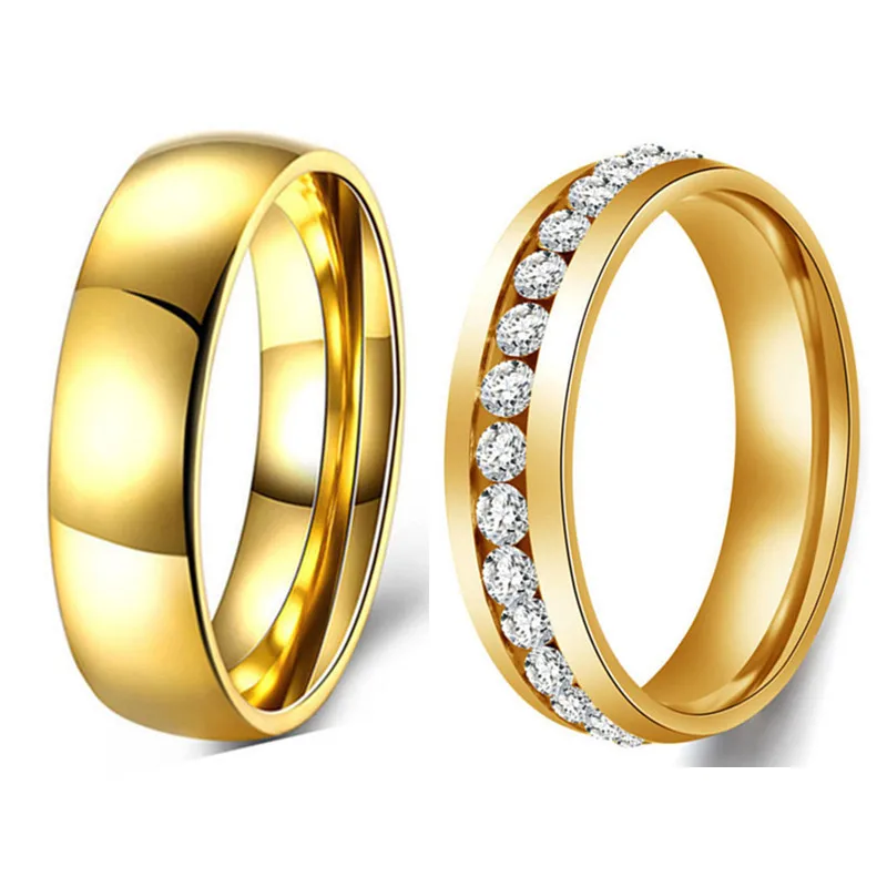 MIXMAX 40pcs(20 pairs) Mens Womens Couple Rings Stainless Steel Golden Plated Wedding Band Fashion Jewelry Wholesale