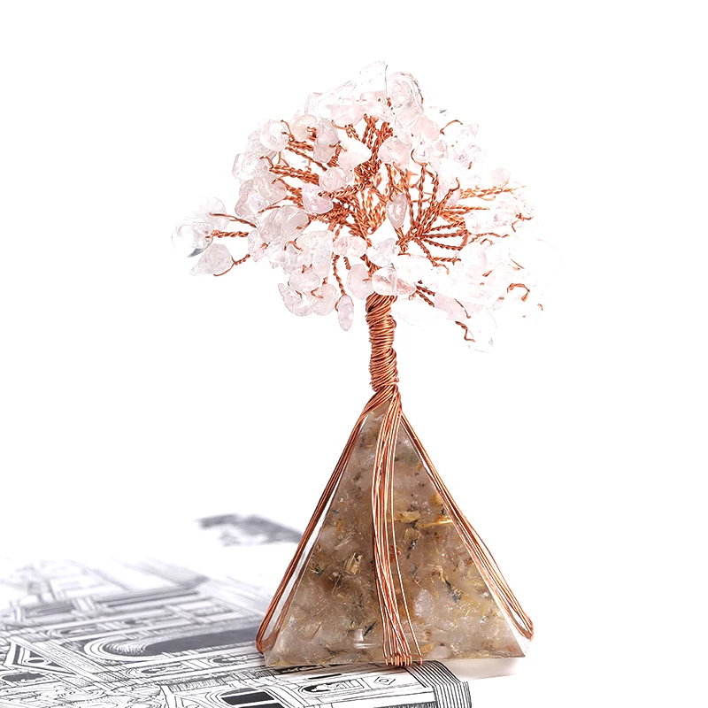 1PC albero di soldi di cristallo naturale curativo con piramide Orgonite stampo in Silicone Base Home Office decorazione per ricchezza e fortuna regalo