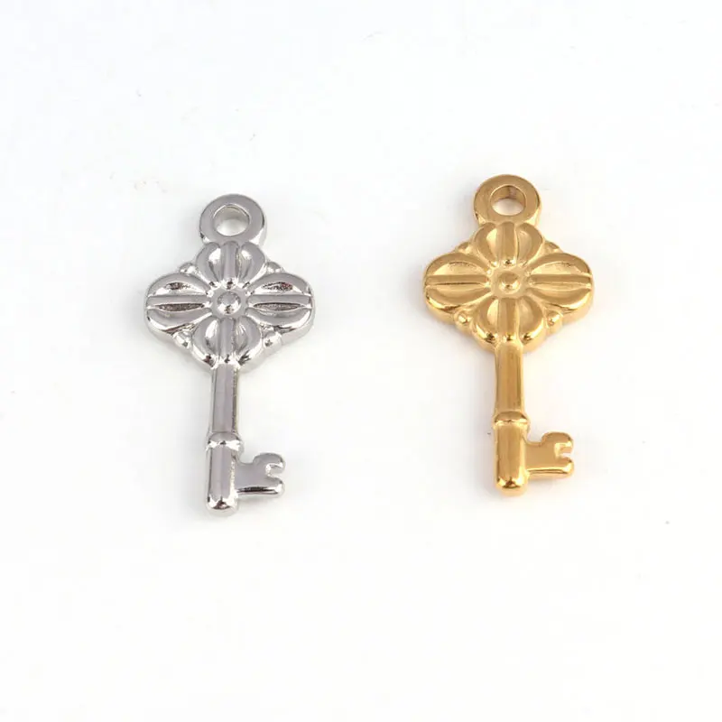5pcs/lot 30x14mm Stainless Steel Key Charms For DIY Jewelry Making Necklace Handmade Accessories Factory Wholesale