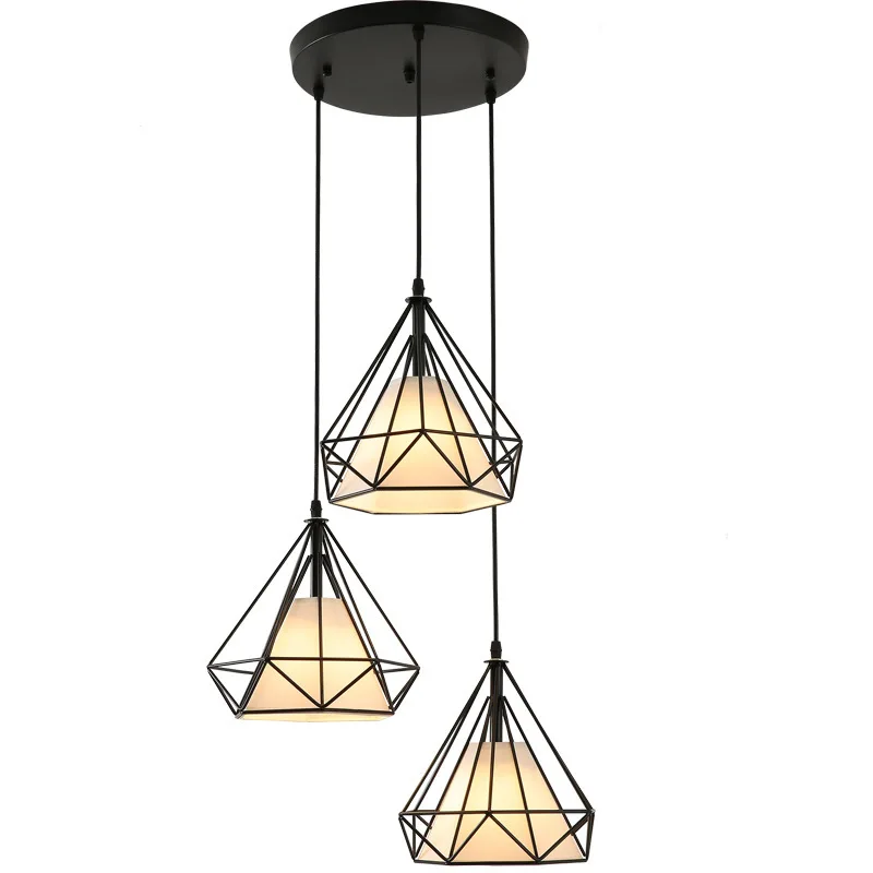 2022 New Nordic aisle diamond chandelier simple modern retro wrought iron living room dining room led ceiling chandelier