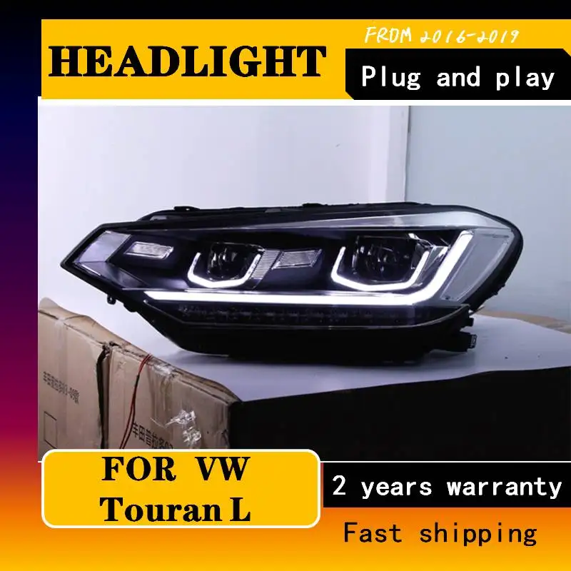 

Car Styling Head Lamp Case For VW Touran Headlights Touran 2016 2017 LED Headlight DRL Lens Double Beam Bi-Xenon HID Accessories