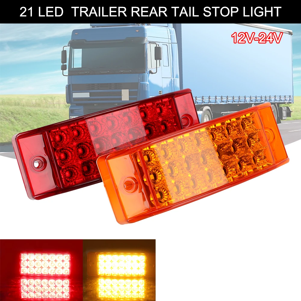 Stop Lamp 12V 24V Brake Rear Warning Tailight Waterproof 21 LED Tail Light Flowing Indicator Blinker for Car Truck Lorry Trailer