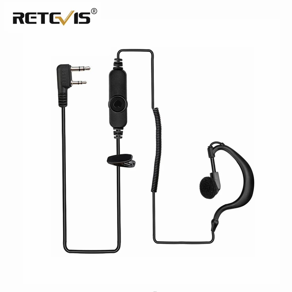 Walkie Talkie Earpiece 2Pin K Plug with Volume Control PTT Headset for Kenwood Retevis H777 RT22 Baofeng 888s UV-5R UV-82 TYT