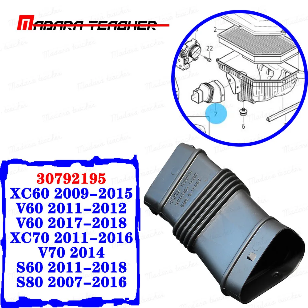 For VOLVO  Air Intake Duct Pipe  For VOLVO   S80 S60 V60 V70 XC60 XC70 30792195 72102648 2007 2008 2009 2010 2011 2012 2013 2014