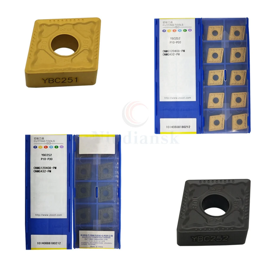 10PCS CNMG120404/120408/120412-PM YBC251 CNMG120404/120408/120412-PM YBC252 Carbide CNC insert,suitable for cutting series lathe