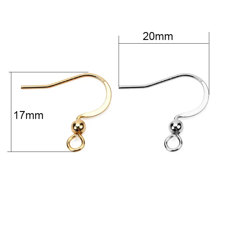 50pcs Stainless Steel Hypoallergenic Earring Hooks 17*20mm Gold Color Earring Clasp Wire Diy Jewelry Making Findings Accessories