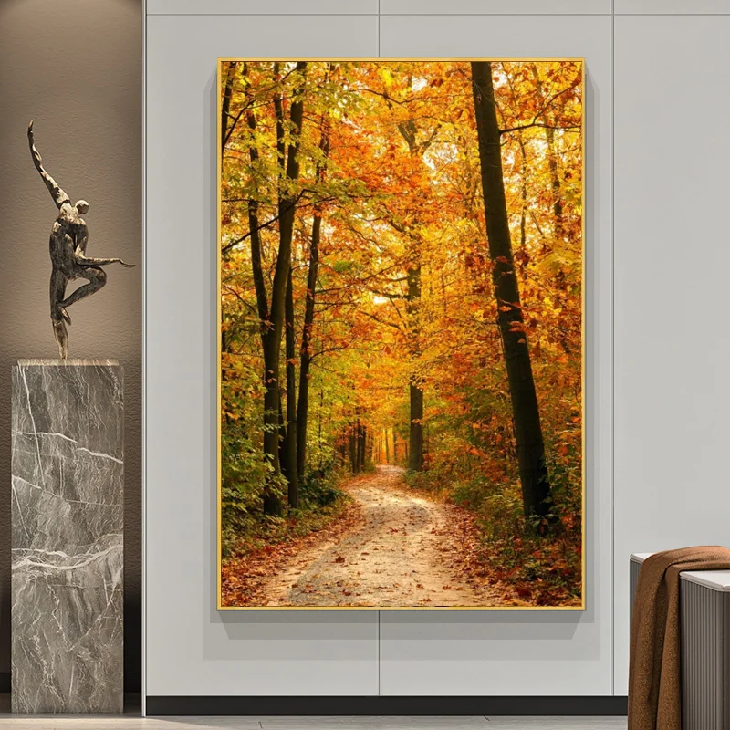 

Forest Road Autumn Tree Canvas Painting, Modern Landscape Posters and Prints, Decorative Picture for Living Room, Gallery Poster