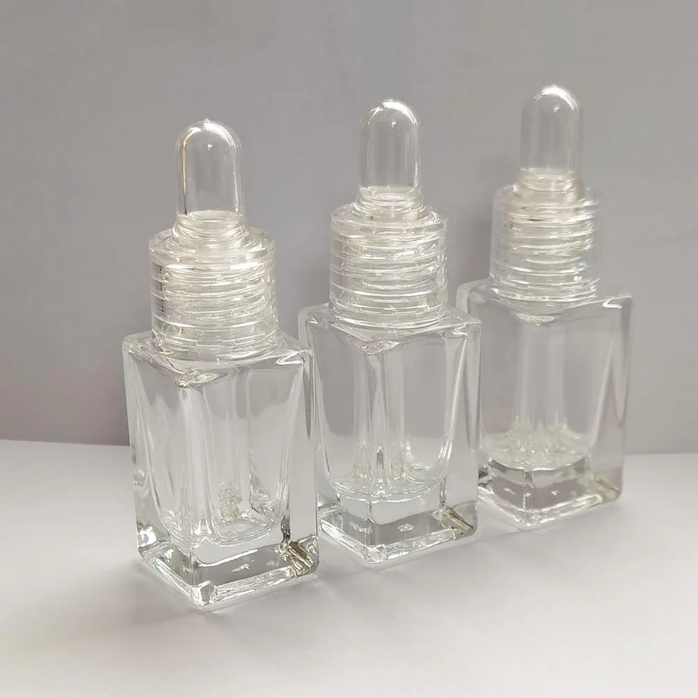 10ml Empty  Square Clear Glass Dropper Bottle With Plastic Transparent Drop Travel Vials Refillable Cosmetic Perume  360pcs/lot