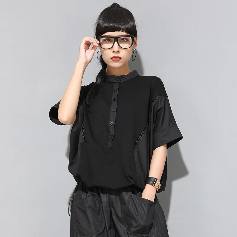 Max LuLu New 2020 Summer Korean Fashion Ladies Patchwork Tee Shirts Women Punk Style Black T-shirts Female Oversized Cotton Tops