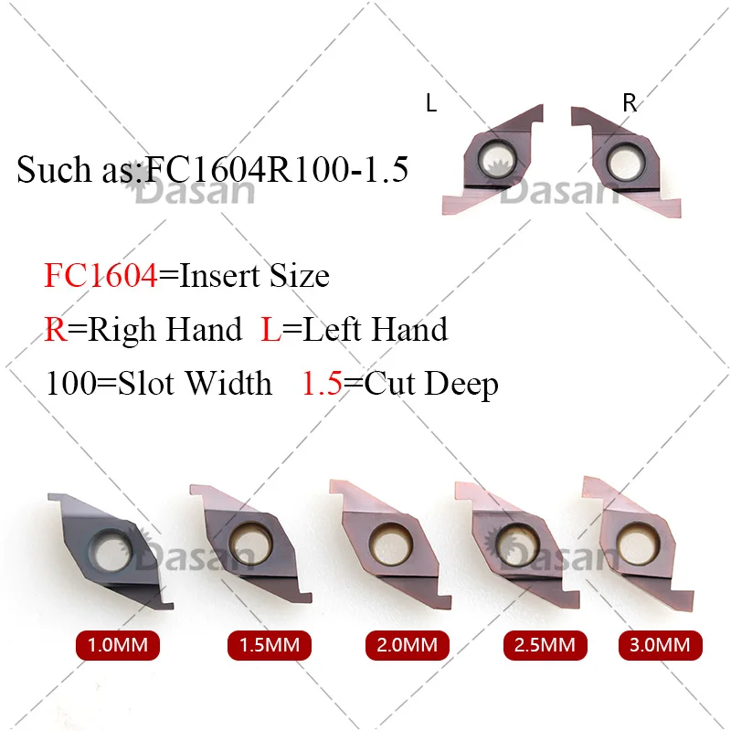 10PCS  FC1604R FC1604L FC1604R150 FC1604R200 FC1604R250 FC1604R300 Carbide Inserts ED Slot Face Groove Cutting Tool