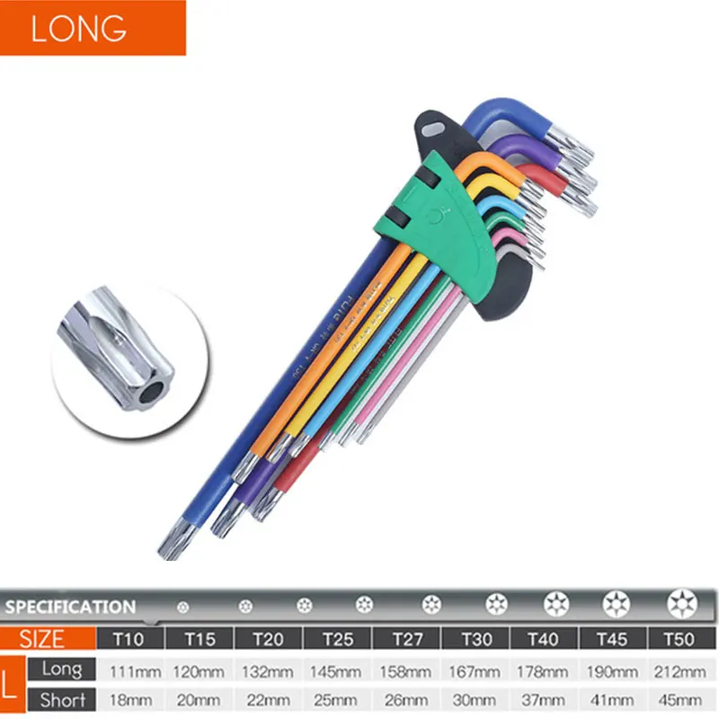 Allen Key 1.5-10mm Socket Wrench Set Colorful Double-End Torx Star L Ball-End Hex Allen Key Universal Spanner Repair Hand Tools