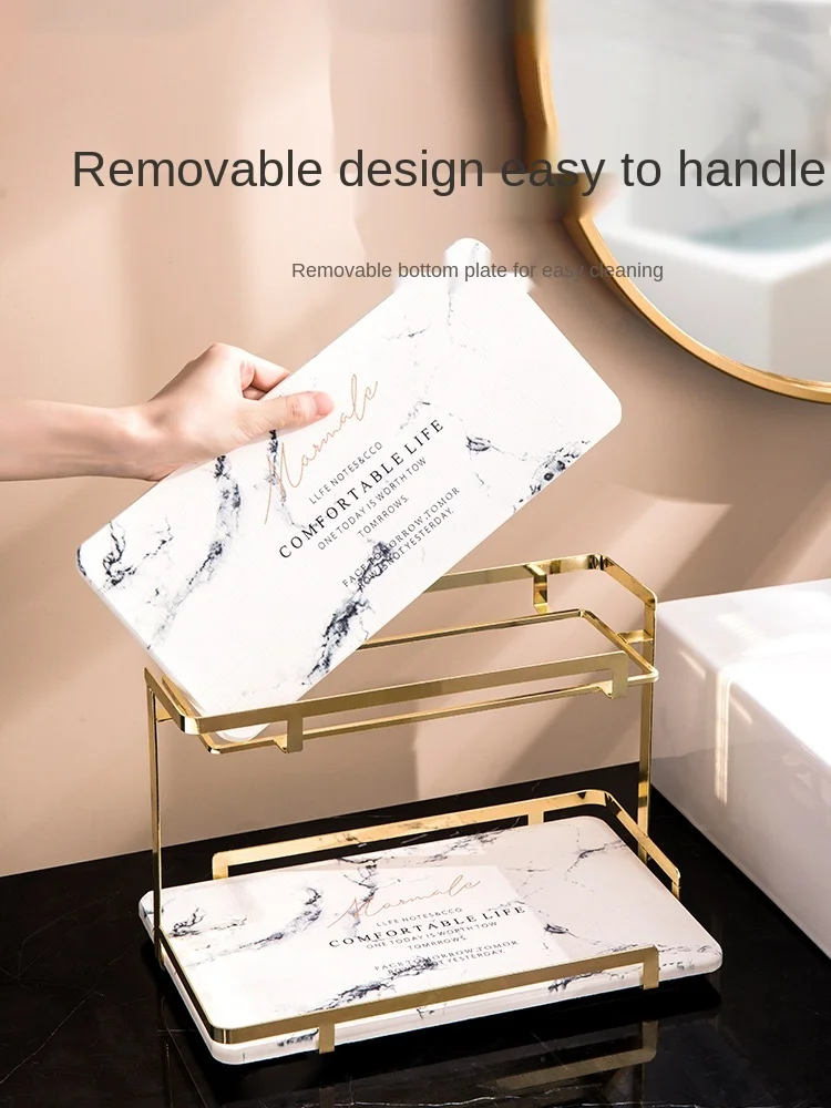 zq  Diatom Ooze Double Layers Toilet Washstand Bathroom Washbasin Storage Rack Storage Rack