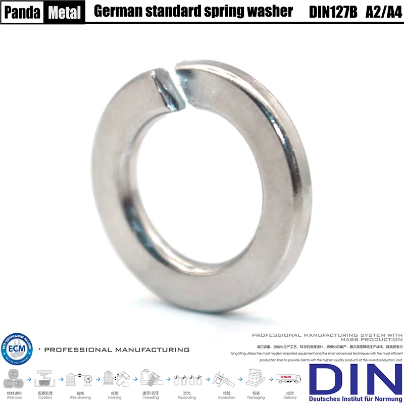 304/316 stainless steel spring washer DIN127B German standard lock spring washer A2A4 / M3M4M5M6M8M10M12M14M16M18M20M22M24M27M30