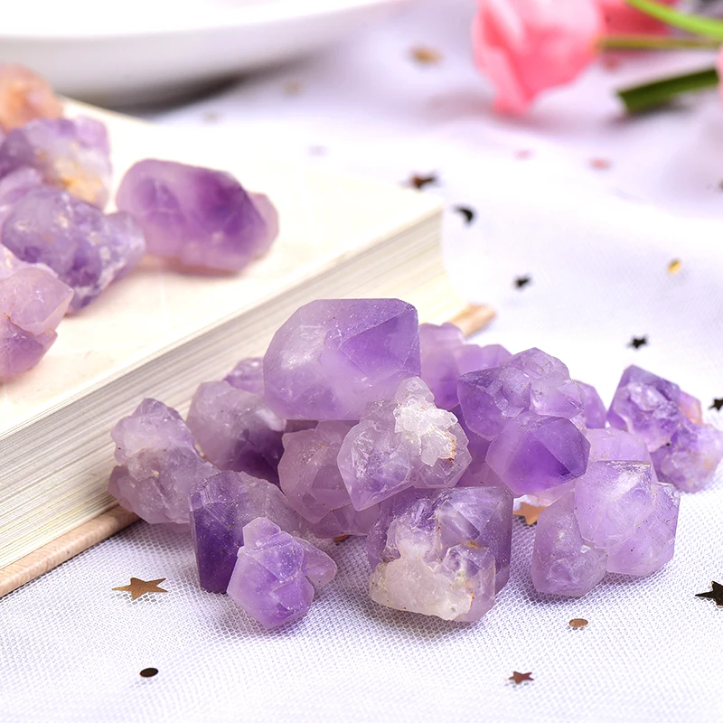 50/100g Natural Amethyst Raw Quartz Small Cluster Healing Reiki Stone Crystal Point Specimen Home Decor Raw Crystals Minerales