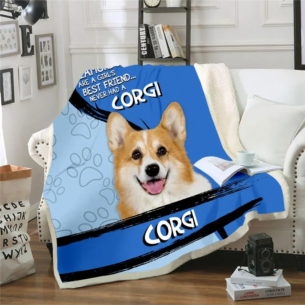 

CLOOCL Blanket Animals Dogs Corgi 3D Throw Blanket Bedding Decor Office Nap Blanket Picnic Blanket Gifts for Adults Children