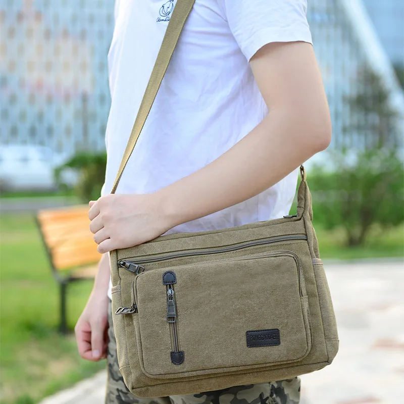 Good Qualtiy Men Travel Bag Canvas Casual Men Shoulder Crossbody Outdoor Bags Mens Travel School Retro Shoulder  Canvas Bags