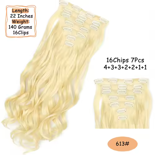 NICESY 16Clips Synthetic 24Inch Long Curly Hair Hairpiece Heat Resistant Hair Extension Clips In Ombre Black Brown Blond Women - Image 8