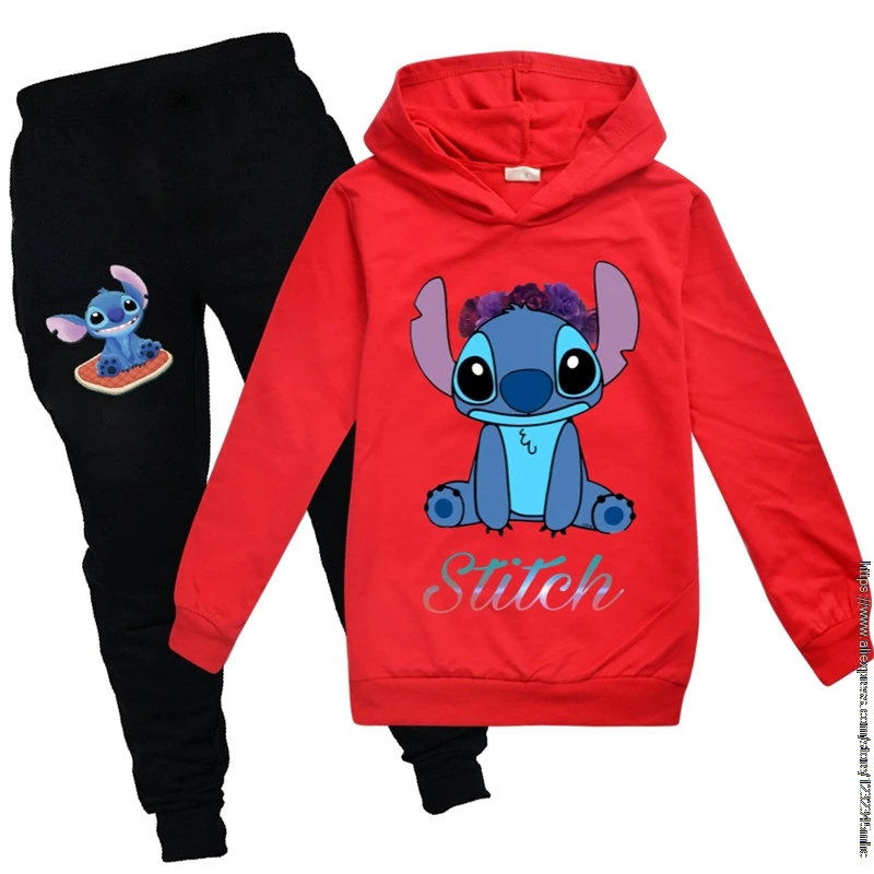 Disney Boys Stitch Clothing Spring autumn Kids Clothing Suits Cartoon Sets Children Boy Girls Sports Tracksuits Suits