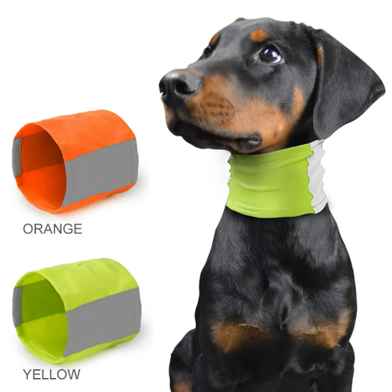 Reflective Dog Collars Fluorescent Pet Saliva Towel Velcro Luminous Dog Harness Night Safety Puppy Scarf Bib For Chihuahua Teddy