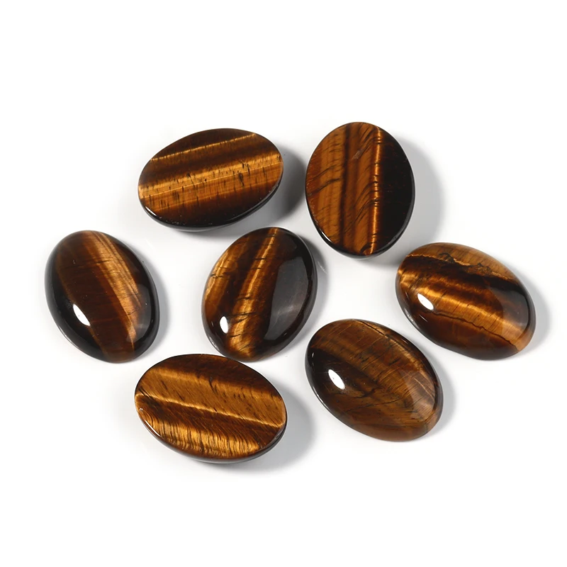 10pcs Natural Stone Oval Flatback 10x14/13x18/18x25mm Tiger\'s Eye Cabochon For DIY Jewelry Making Earring/Barcelet Accessories