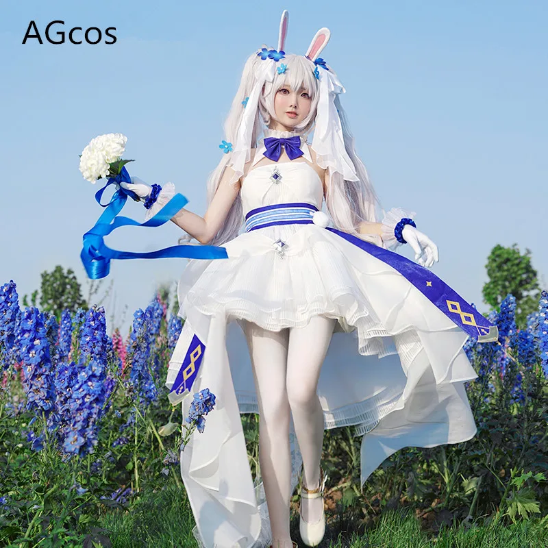 AGCOS Azur Lane USS Laffey The White Rabbit and the Oath Cosplay Costume Woman Wedding Dress Game Cosplay