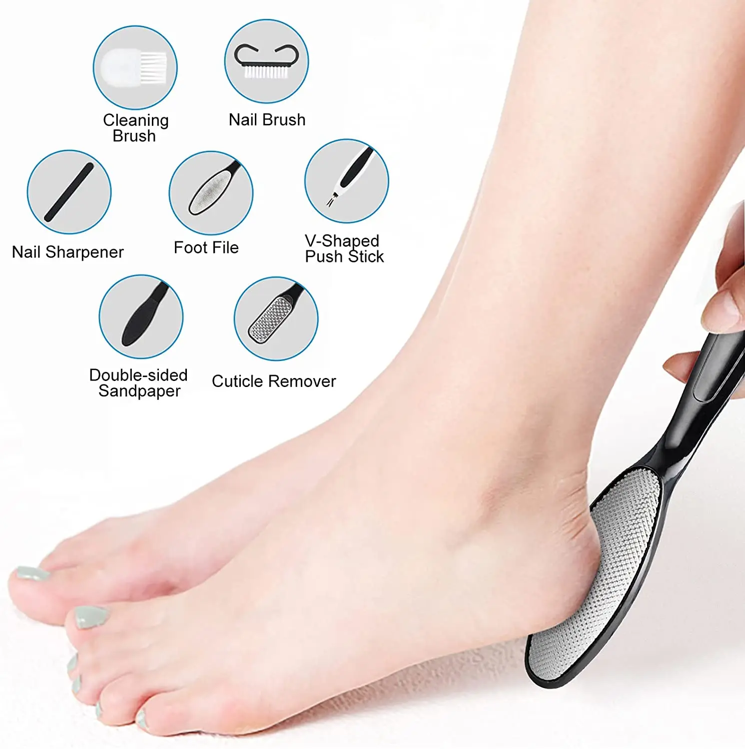 13Pcs หมองคล้ำภาษาโปลิชคำ Foot Care หัวเครื่องมือ Hard Skin Remover เติมลูกกลิ้งสำหรับ Scholls แฟ้ม Feet Care Tool