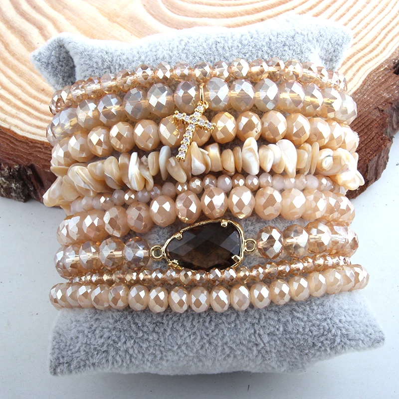 RH Fashion Designer Beaded Bracelet Set Glass Crystal 9pc Bracelets & Bangles Set For Fashion Jewelry