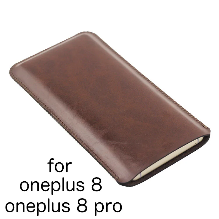 

1+8pro Universal Fillet holster Phone Straight leather case retro simple style pouch FOR oneplus 8 pro oneplus8 phone bag