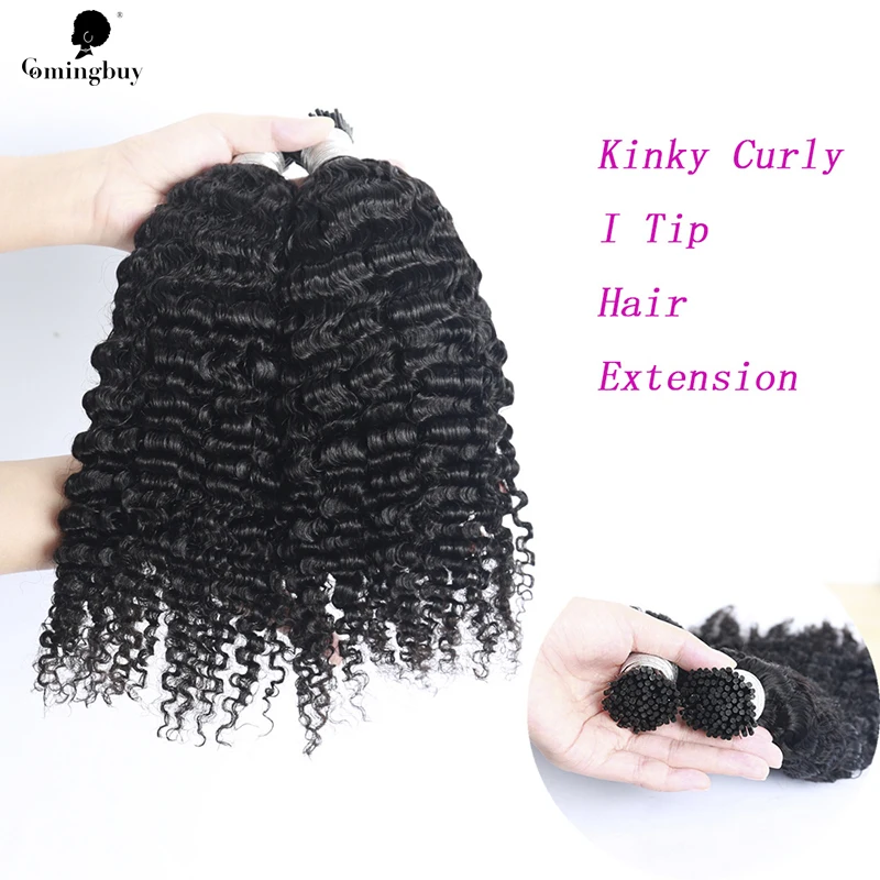 Kinky Curly Microlink Hair Extensions 3B 3C Mongolian I Tip Hair Extensions Human Hair Afro Kinky Bulk Human Hair Micro Hair