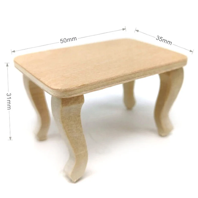 Mini Wooden Table Furniture Toys 1:12 Dollhouse Miniature Accessories DIY Doll House Decor Baby Toys(Self Assembly Required)